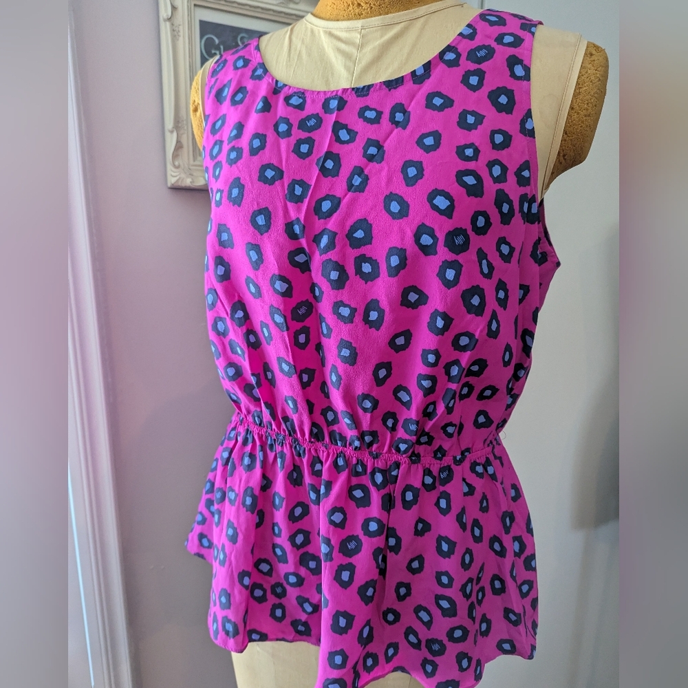 Lilly Pulitzer Silk Dune Top Mambo Pink Amuse Bouche Peplum Top size Large NWT